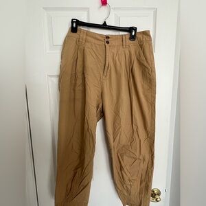 Tan Pintuck Ankle Trousers